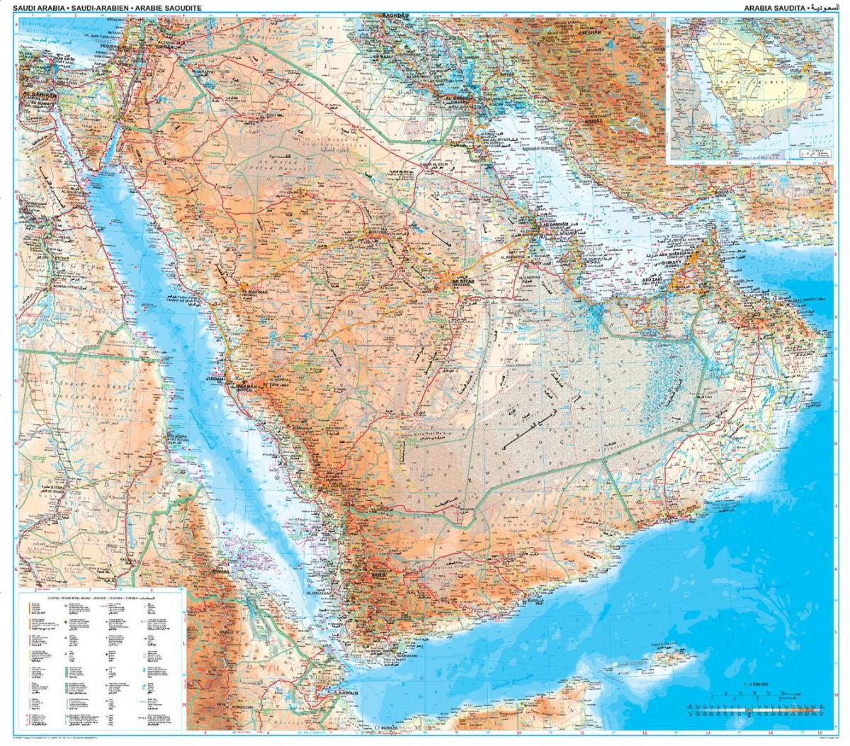 แผนที่ของซาอุดิอราเบีย topographic