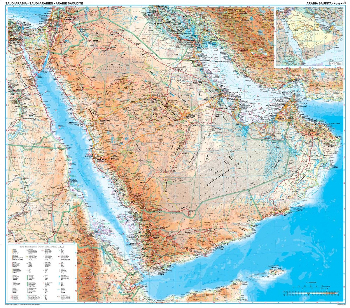 แผนที่ของซาอุดิอราเบีย topographic