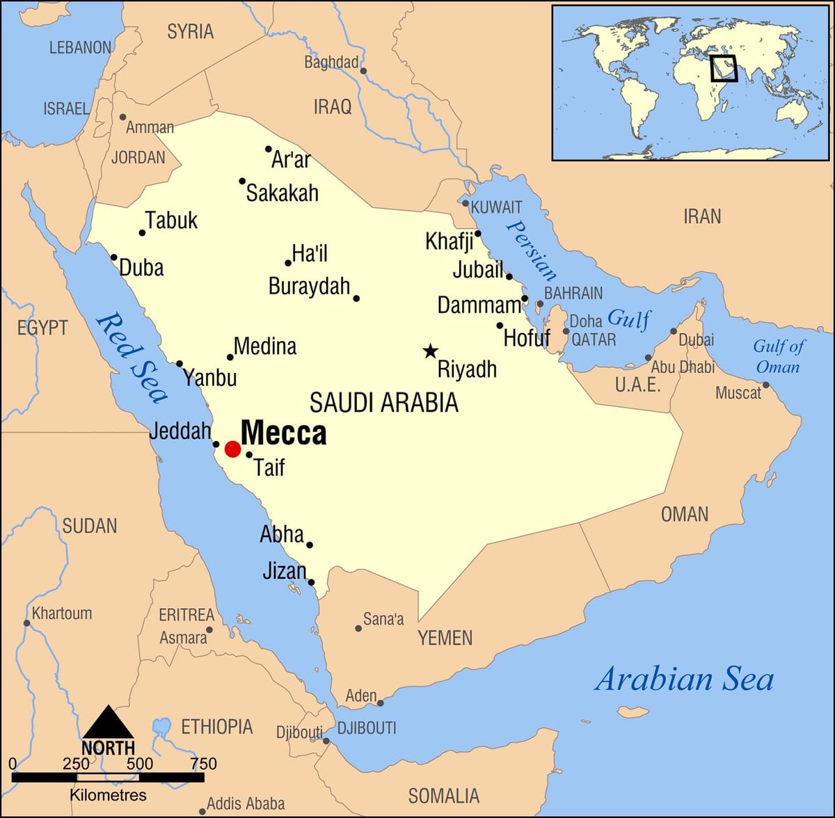 แผนที่ของ mecca ในซาอุดิอราเบีย