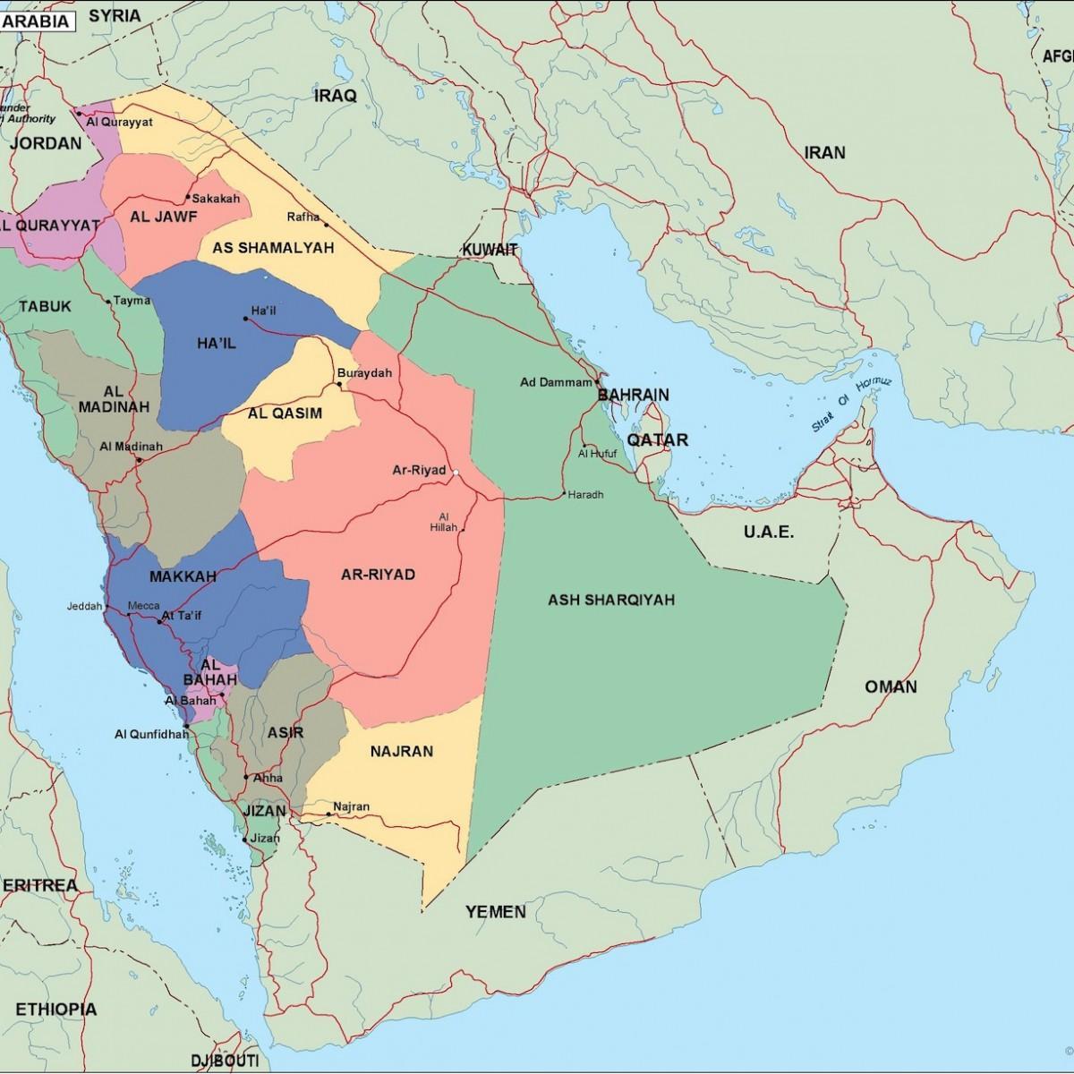 แผนที่ของเมืองซาอุดิอราเบีย