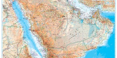 แผนที่ของซาอุดิอราเบีย topographic