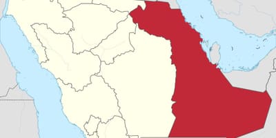 แผนที่ของฝั่งตะวันออกแสดงตัวอย่าซาอุดิอราเบีย